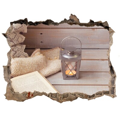 Autocolant un zid spart cu priveliște Un colț confortabil cu un felinar