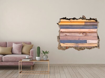 Autocolant de perete gaură 3D Perete de lemn printr-o gaură