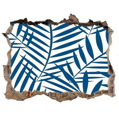 Autocolant 3D gaura cu priveliște Frunze tropicale într-o gaură în perete