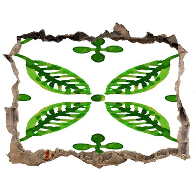 Autocolant un zid spart cu priveliște Plantă verde într-o gaură din perete