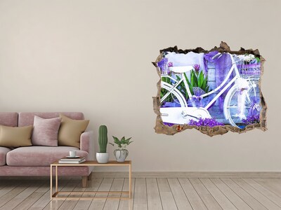 Fototapet un zid spart cu priveliște O bicicletă într-o grădină plină de flori