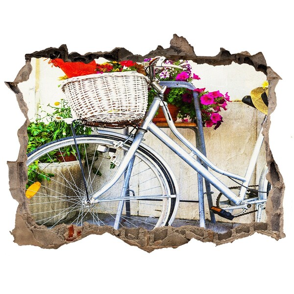 Autocolant autoadeziv gaură O bicicletă într-un decor floral