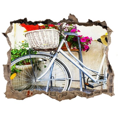 Autocolant autoadeziv gaură O bicicletă într-un decor floral