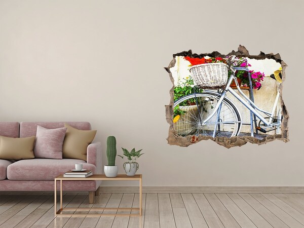 Autocolant autoadeziv gaură O bicicletă într-un decor floral