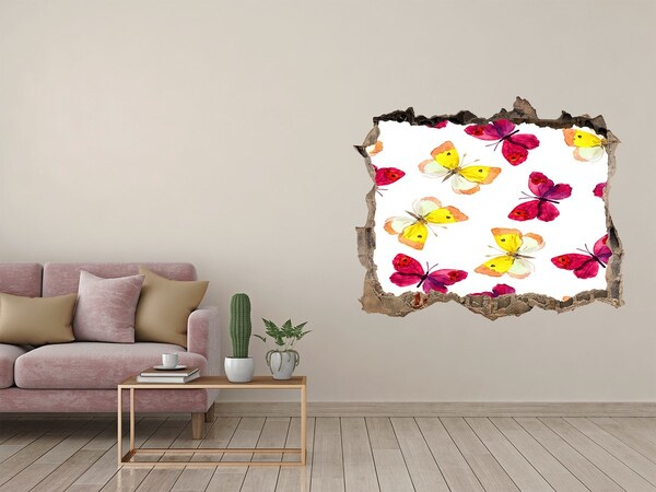 Autocolant gaură 3D Fluturi în grădina de flori