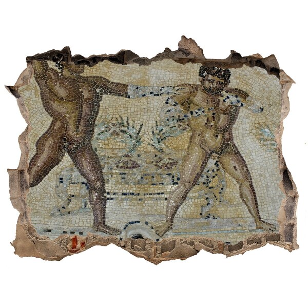 Fototapet 3D gaură în perete Lupta gladiatorilor antici