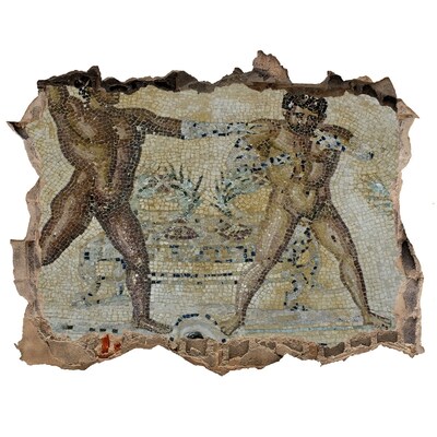 Fototapet 3D gaură în perete Lupta gladiatorilor antici