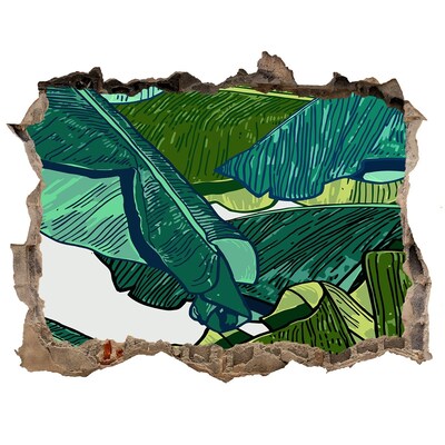 Autocolant de perete gaură 3D Grădină tropicală cu frunze de bananier