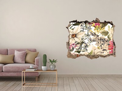 Autocolant un zid spart cu priveliște Grădina de flori din spatele zidului