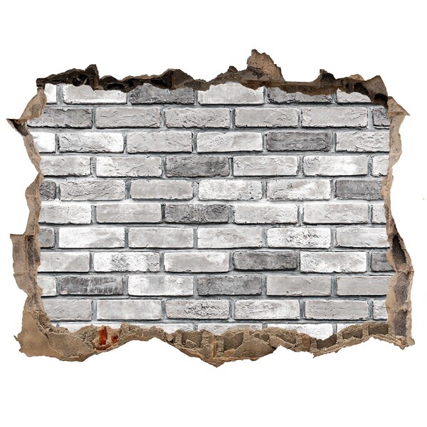 Autocolant un zid spart cu priveliște Un zid de cărămidă distrus