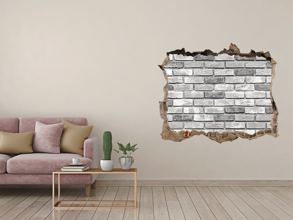 Autocolant un zid spart cu priveliște Un zid de cărămidă distrus