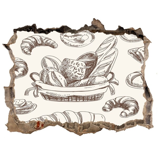 Autocolant 3D gaura cu priveliște Coș cu pâine