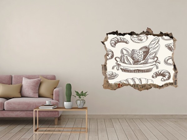 Autocolant 3D gaura cu priveliște Coș cu pâine