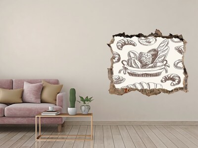 Autocolant 3D gaura cu priveliște Coș cu pâine