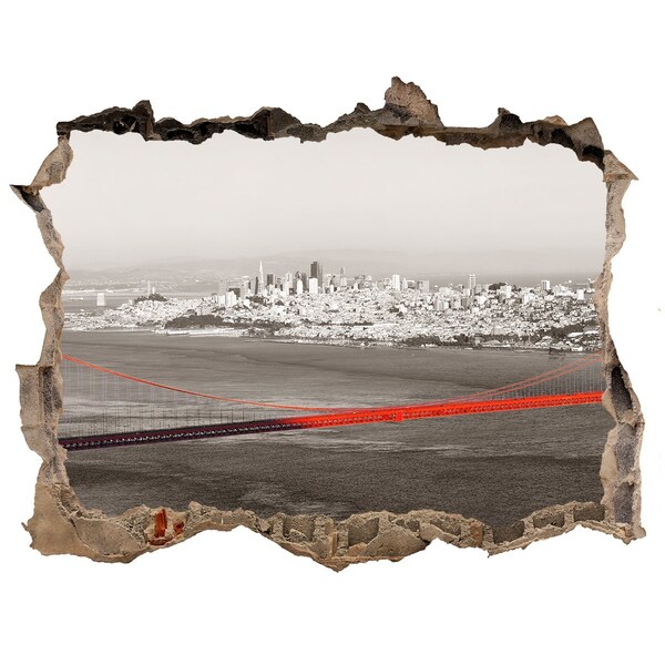 Autocolant autoadeziv gaură Vedere a orașului San Francisco cu podul Golden Gate