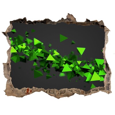 Autocolant de perete gaură 3D Geometrie verde într-o gaură în perete