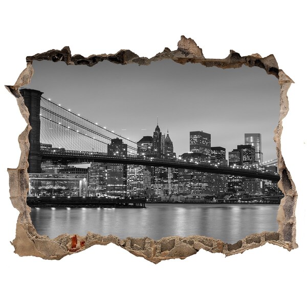 Autocolant gaură 3D O vedere a orașului în alb și negru