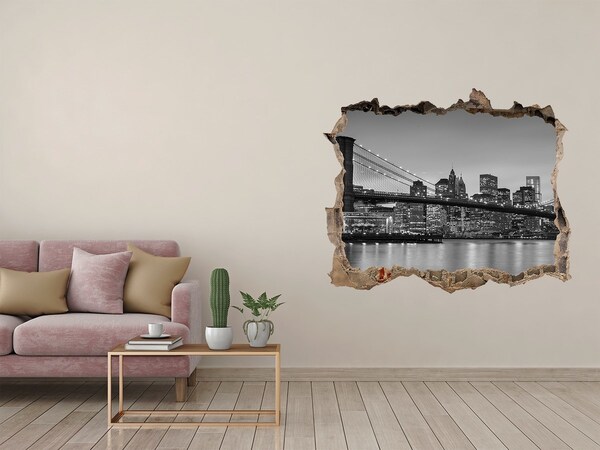 Autocolant gaură 3D O vedere a orașului în alb și negru