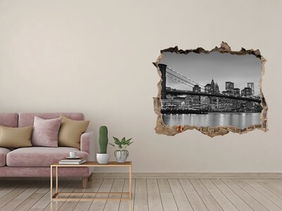 Autocolant gaură 3D O vedere a orașului în alb și negru