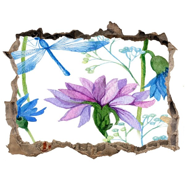 Fototapet 3D gaură în perete Mural floral cu gaură în perete