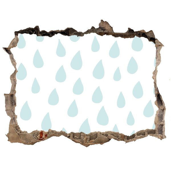 Autocolant un zid spart cu priveliște Picături de ploaie în spatele peretelui
