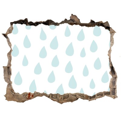 Autocolant un zid spart cu priveliște Picături de ploaie în spatele peretelui