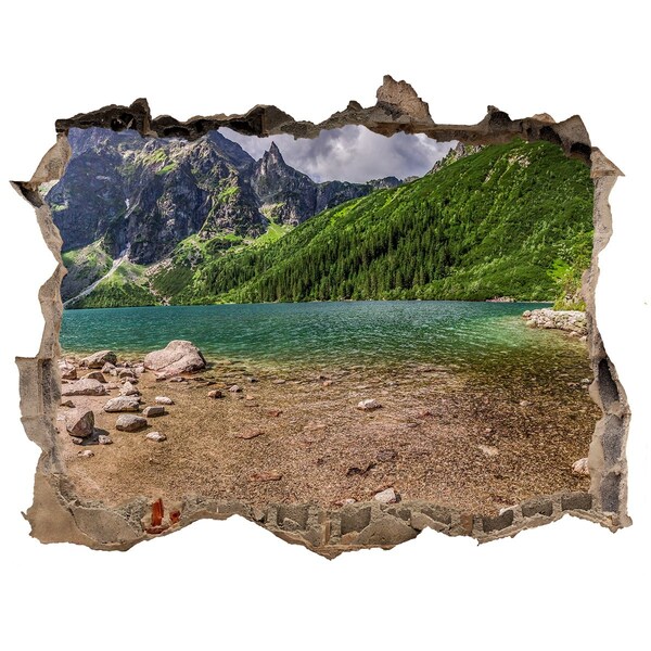 Fototapet 3D gaură în perete Lac de munte în vale