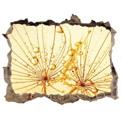 Autocolant 3D gaura cu priveliște Flori aurii în beton