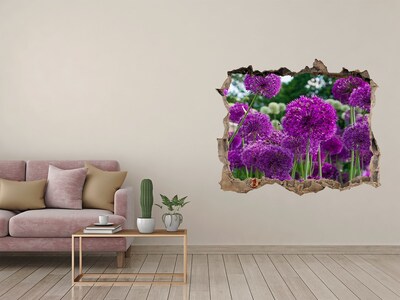 Autocolant gaură 3D Un paradis floral în nuanțe de violet