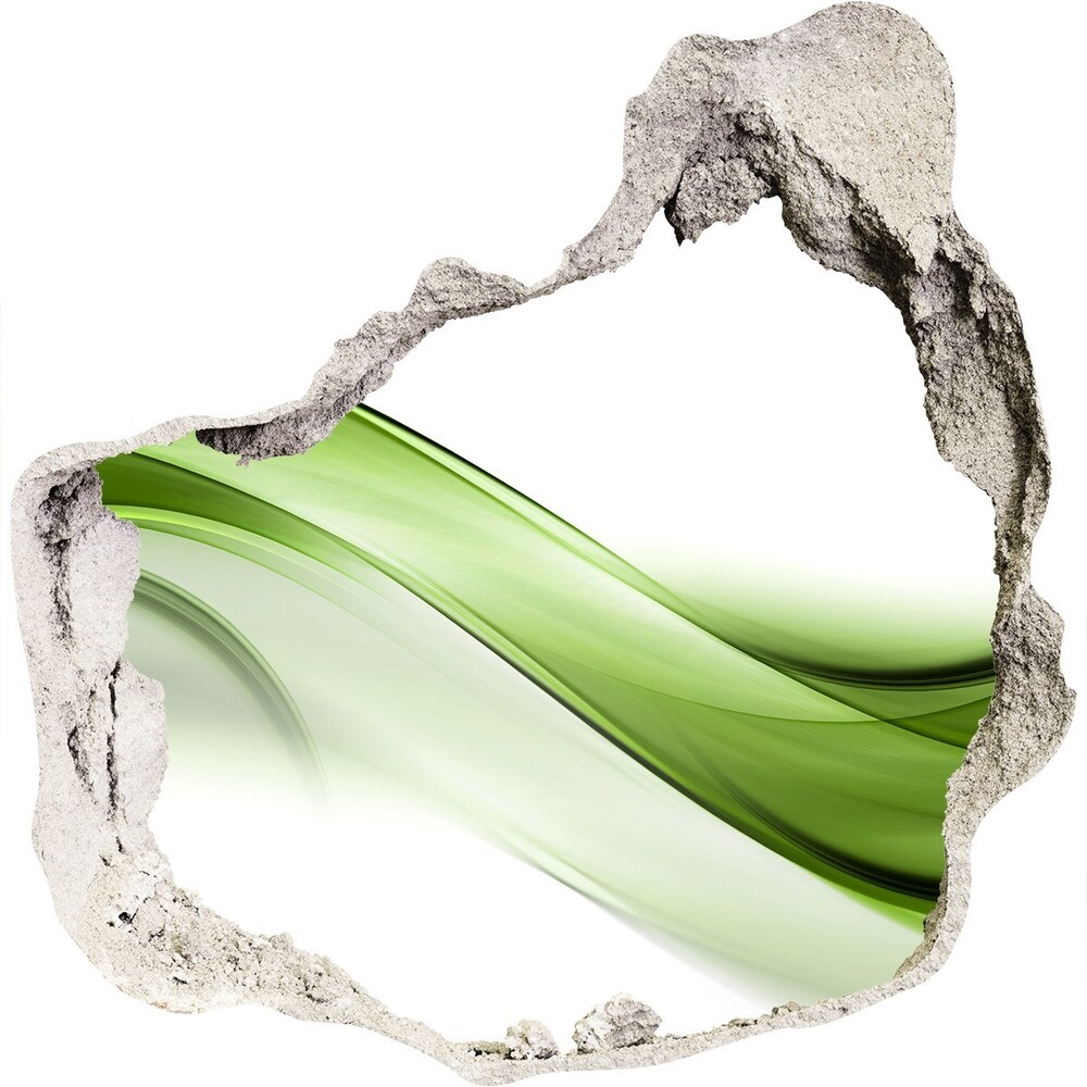 Fototapet 3D gaură în perete undă verde
