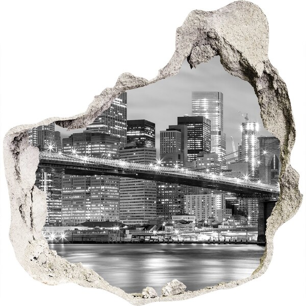 Autocolant 3D gaura cu priveliște Podul Brooklyn din New York