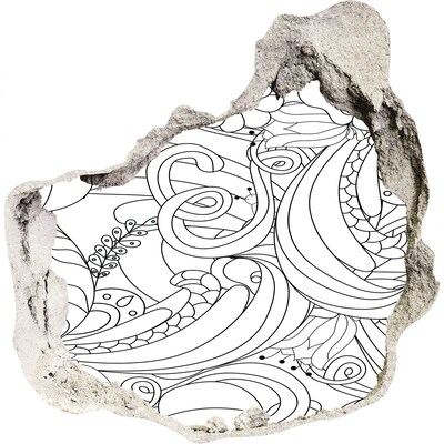 Fototapet un zid spart cu priveliște Gaură în model floral de perete