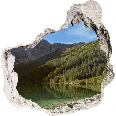 Autocolant de perete gaură 3D Lac de munte în vale