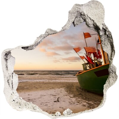 Autocolant 3D gaura cu priveliște Plaja barca de pescuit