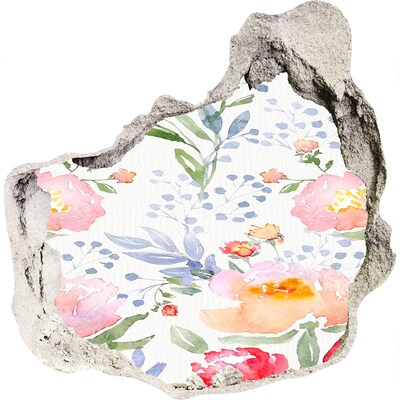 Autocolant un zid spart cu priveliște O pictură florală pe un perete deteriorat