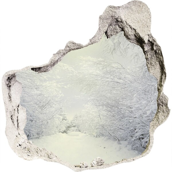 Autocolant de perete gaură 3D Peisaj de iarnă în spatele zidului