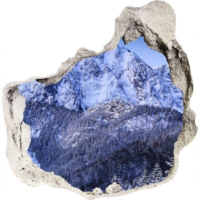 Autocolant un zid spart cu priveliște Peisaj montan în peisajul de iarnă