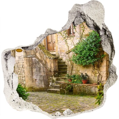 Autocolant de perete gaură 3D Scări fermecătoare într-un oraș antic