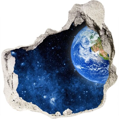 Autocolant de perete gaură 3D Vedere cosmică dintr-o gaură în perete
