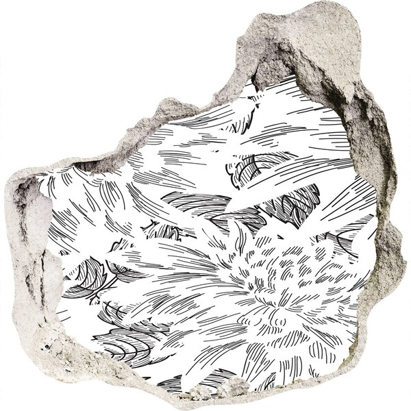 Fototapet 3D gaură în perete Gaură în model floral de perete