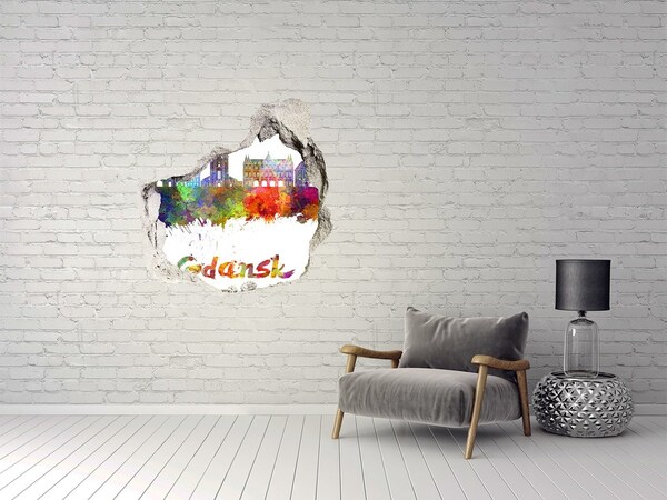 Autocolant un zid spart cu priveliște Gdańsk în culorile curcubeului