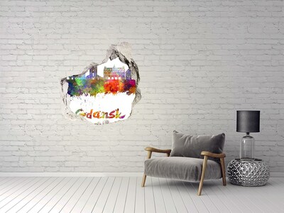 Autocolant un zid spart cu priveliște Gdańsk în culorile curcubeului