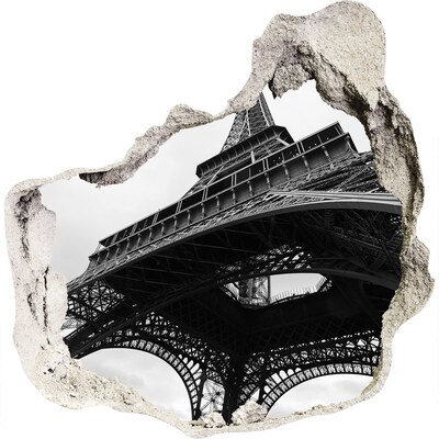 Fototapet un zid spart cu priveliște Turnul Eiffel într-un decor monocromatic