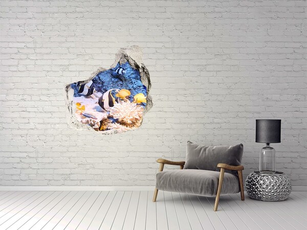 Autocolant 3D gaura cu priveliște Lumea subacvatică a recifului de corali