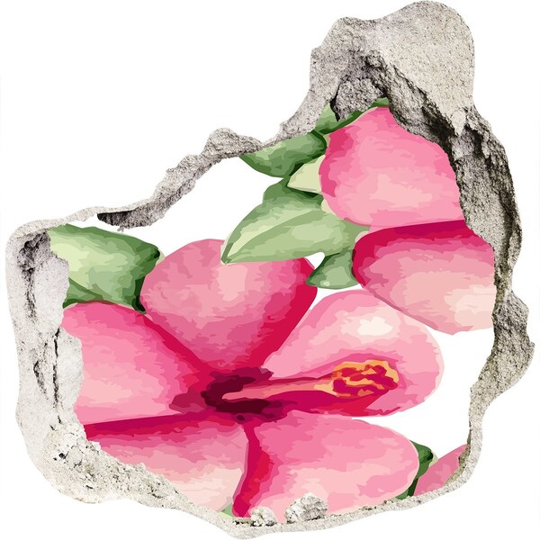 Autocolant gaură 3D Un paradis al florilor în spatele zidului