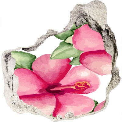 Autocolant gaură 3D Un paradis al florilor în spatele zidului