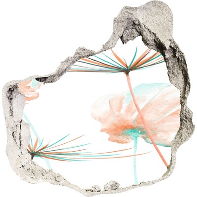 Autocolant 3D gaura cu priveliște Peisaj floral printr-o gaură în perete