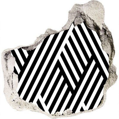 Fototapet un zid spart cu priveliște Modele geometrice într-o gaură din perete