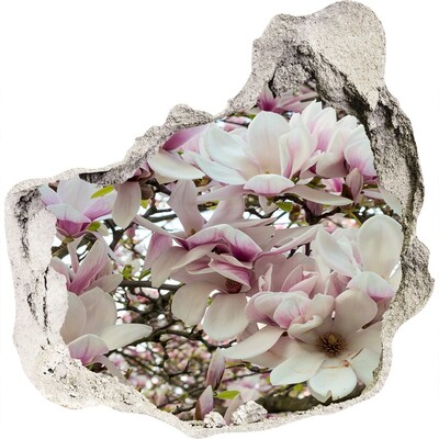Fototapet un zid spart cu priveliște flori magnolia
