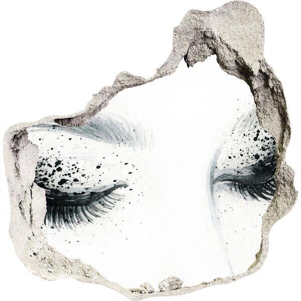 Autocolant gaură 3D Ochii închiși într-o gaură din perete